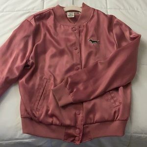 Pink satin bomber jacket